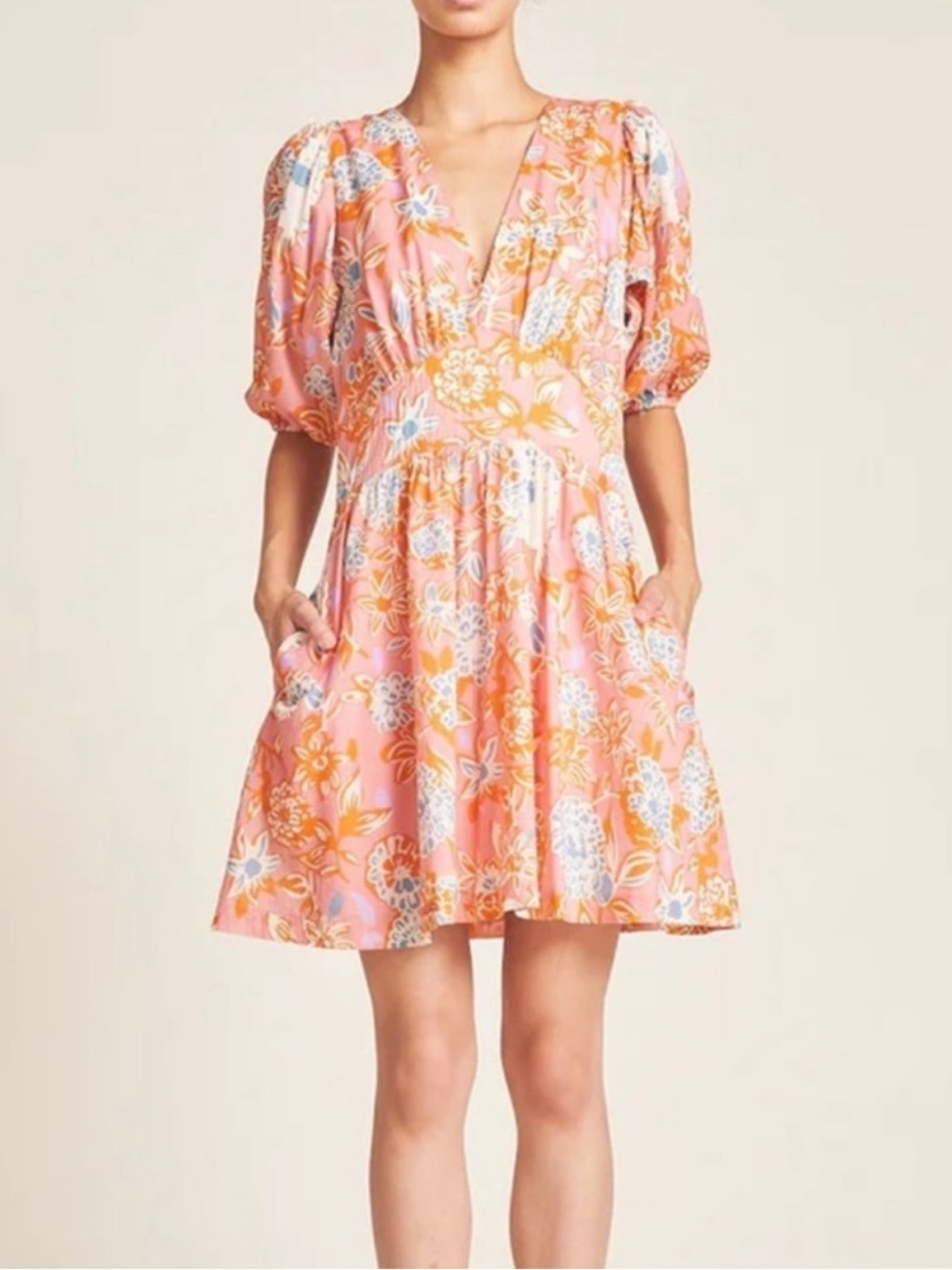 NWT TROVATA Gia Mini Dress
in Spiced Dahlia Pink Floral Puff Sleeve - Picture 7 of 7